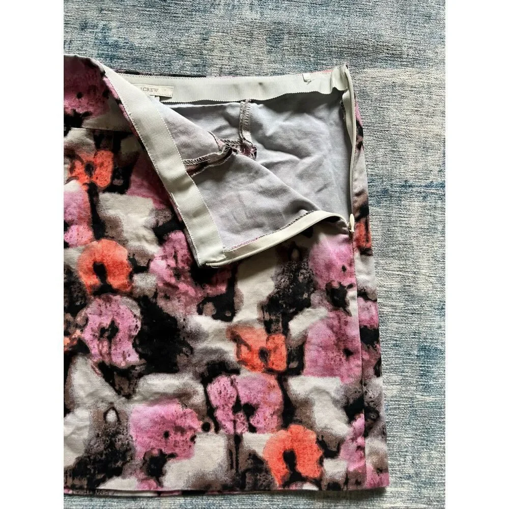 J Crew Pink Orange Watercolor Floral Mini Skirt Size 0 - Picture 4 of 5